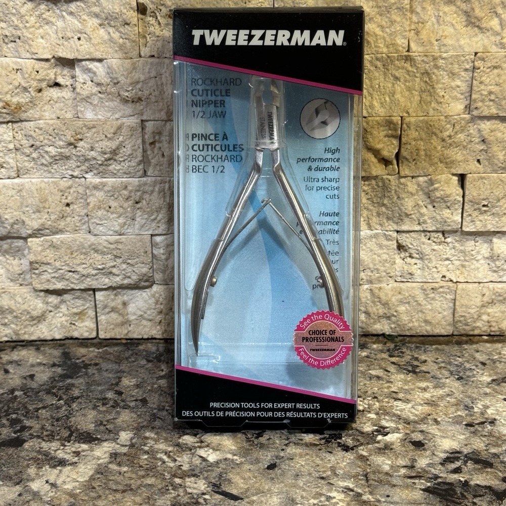 Tweezerman Rockhard Stainless Steel Cuticle Nipper, 1/2 Jaw